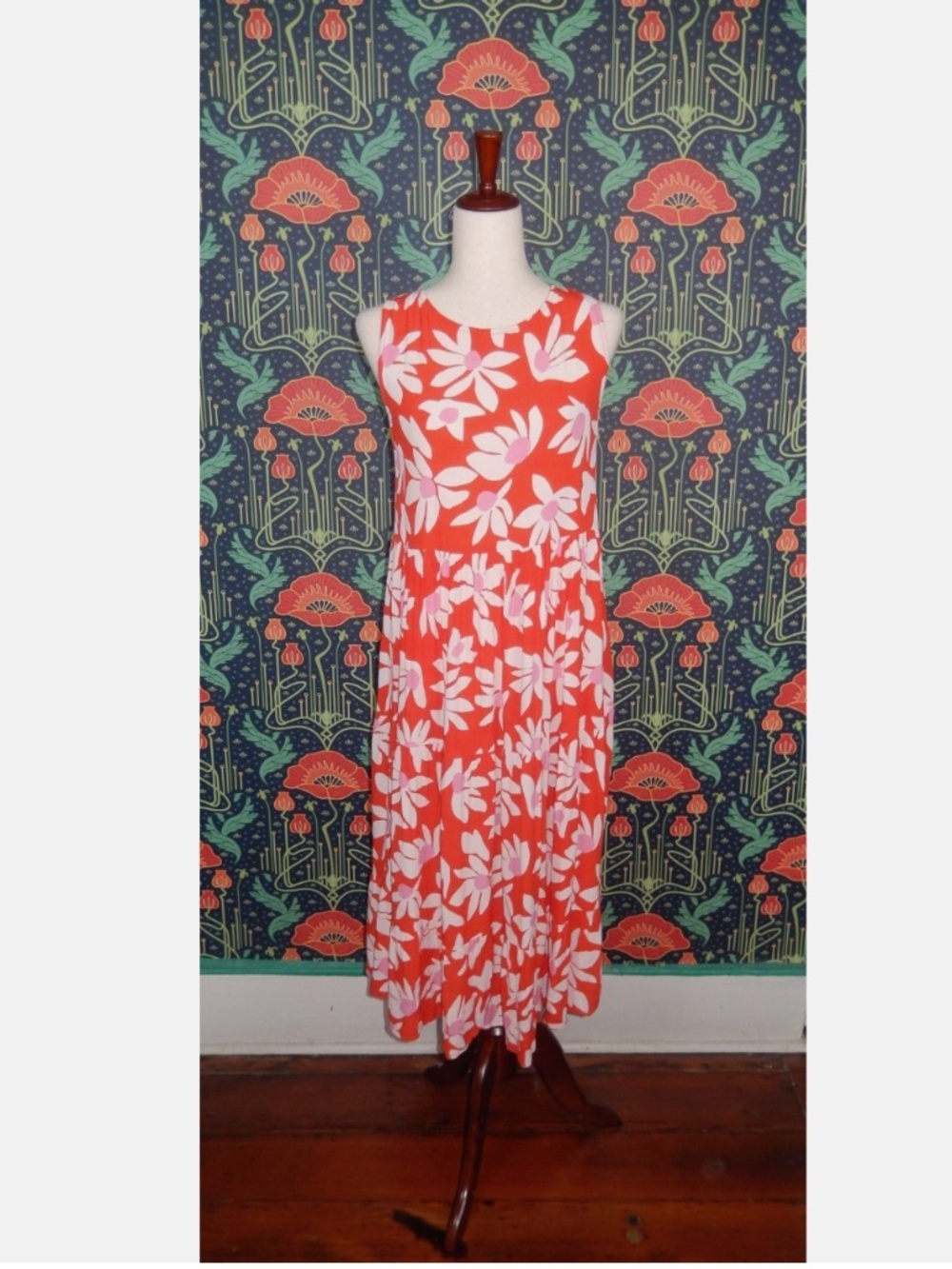 Mister Zimi Olivia Red White Daisy Midi Sleeveless Dress AU 10/US 6 - Picture 4 of 9